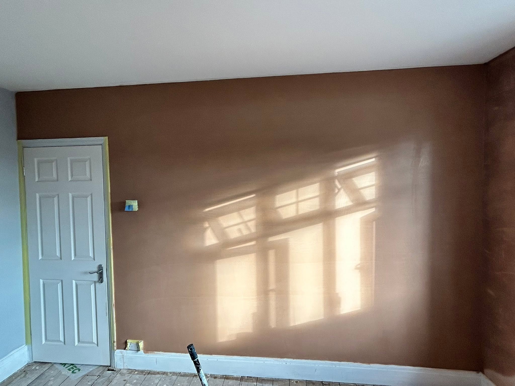 Smooth finished wall in natural light